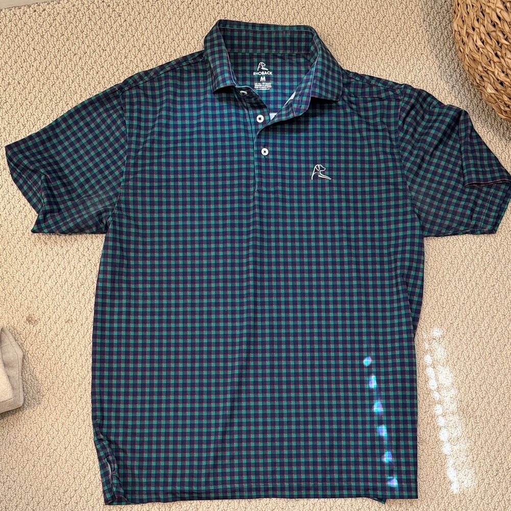 Rhoback Green and Blue Check Golf Polo